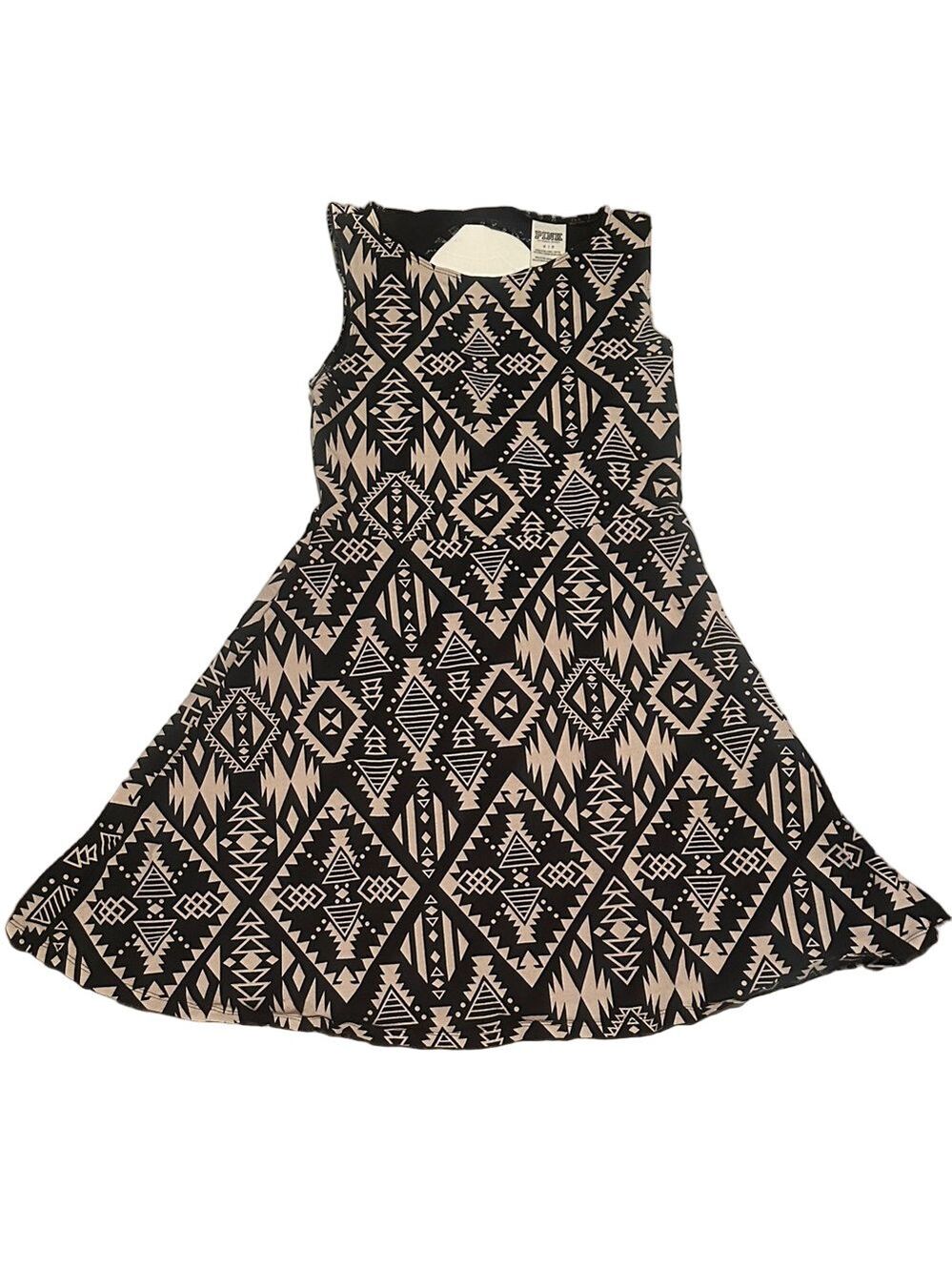 PINK Victoria's Secret Black Tan Geometric Dress Small - Picture 1 of 6